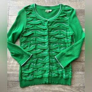 Anthropologie Yellow Bird Green Cardigan Sweater Small Winter Waves